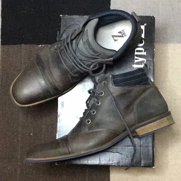 Type Z | Shoes | Type Z Mens Leather Chukka Casual Gray  display picture 1
